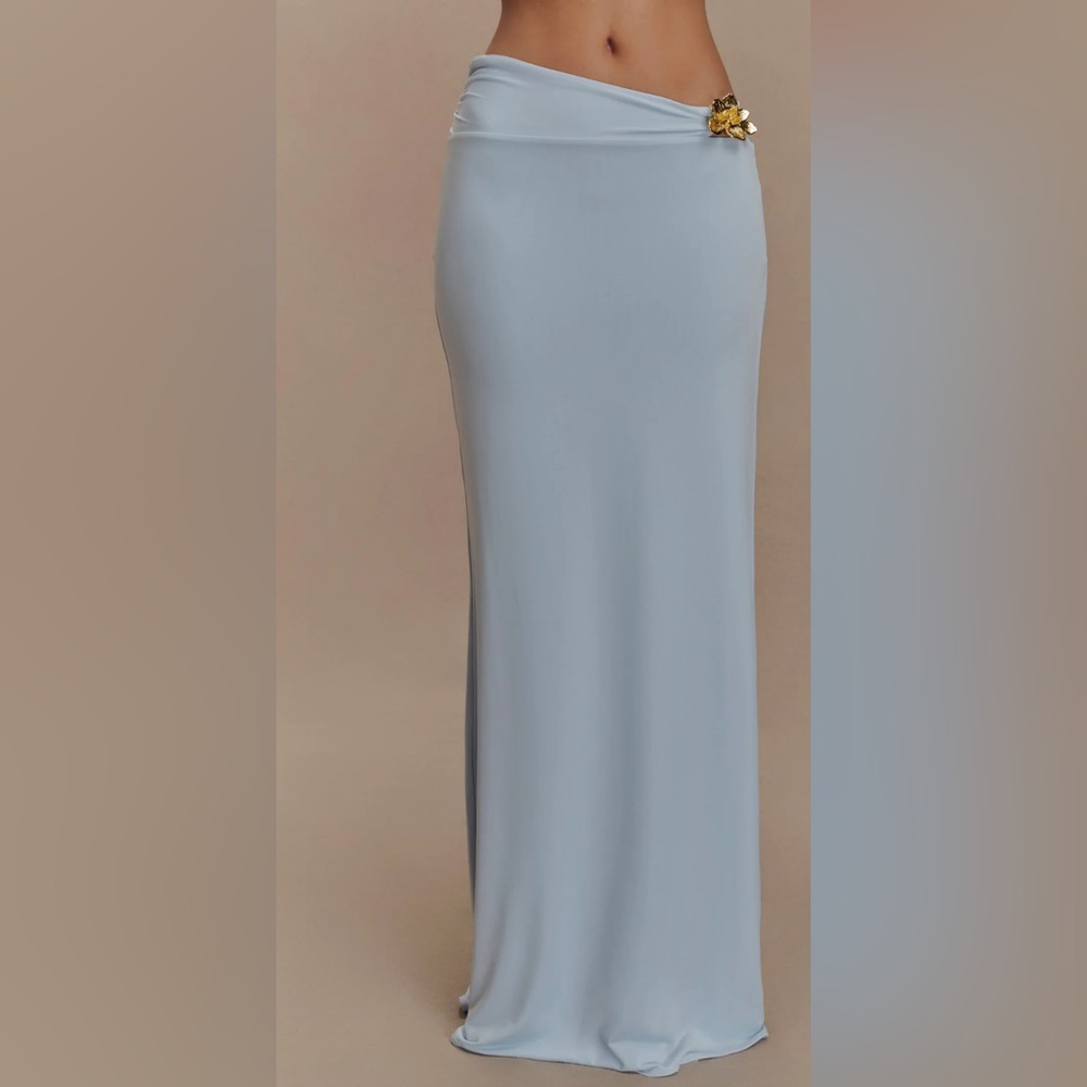 MESHKI |Flower Sky Blue Maxi Skirt|Size M |New with tag Stretchy Formal